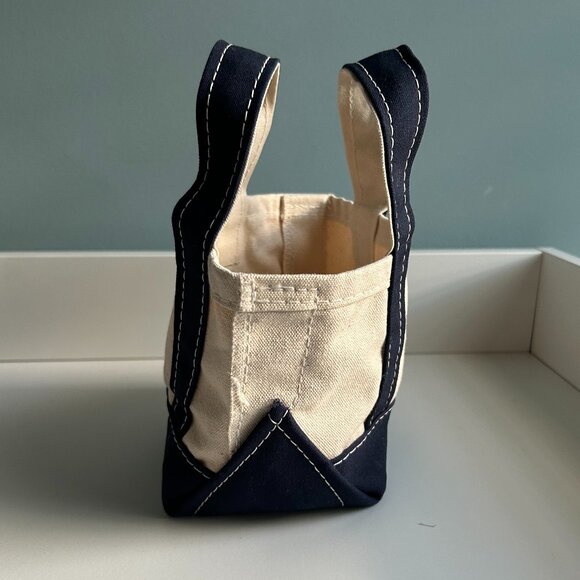 L.L. BEAN Mini Boat and Tote canvas bag with navy trim & handle - Picture 4 of 6